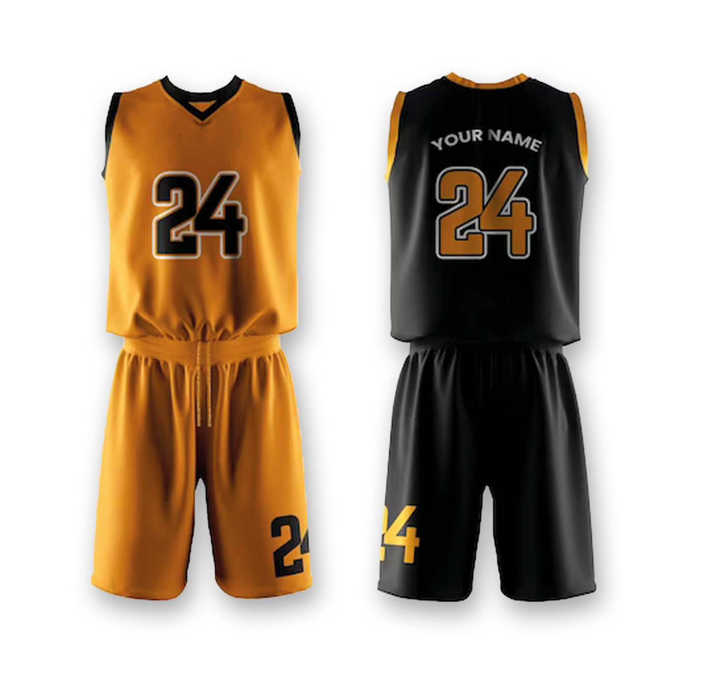 Custom reversible basketball jerseys team headquarters yellow and black front and back